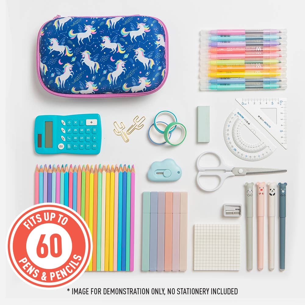 ZIPIT Colorz Storage Box, Pencil Box, Blue Unicorns