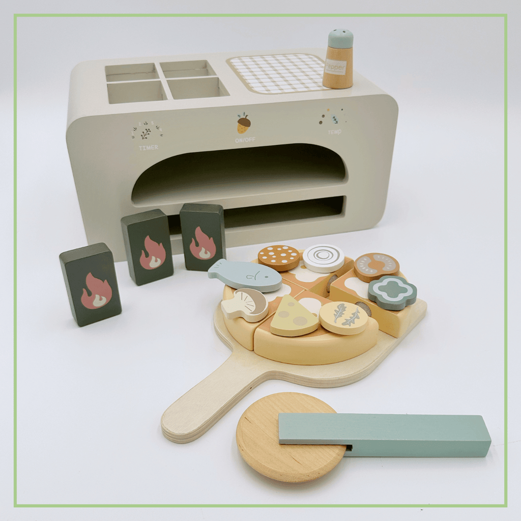 Wooden Pizza Oven Set - Pretend Play Kitchen Toy Ages 3+
