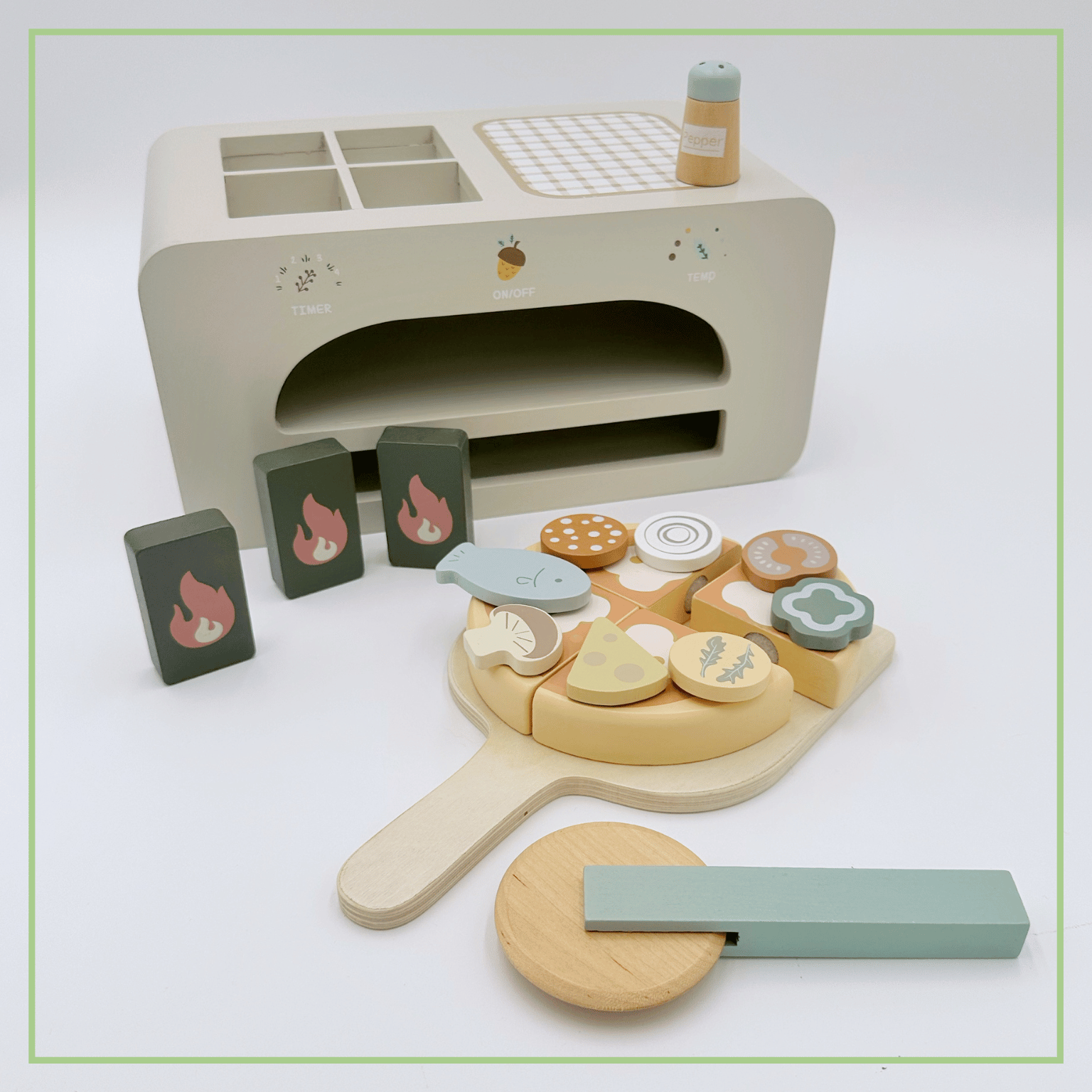 Wooden Pizza Oven Set - Pretend Play Kitchen Toy Ages 3+