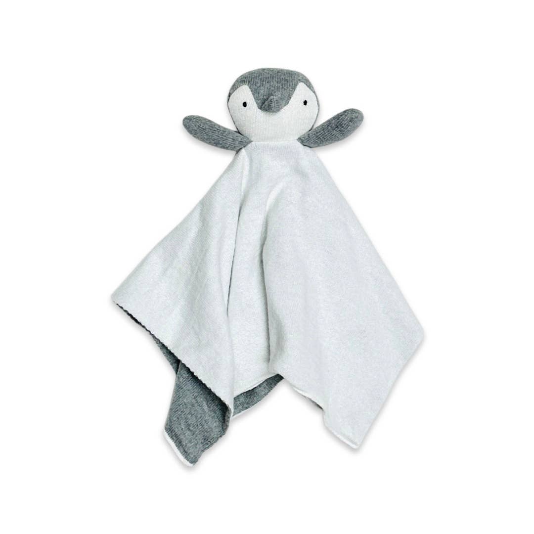 Penguin - Organic Baby Lovey Security Blanket: Natural/ Grey / One Size