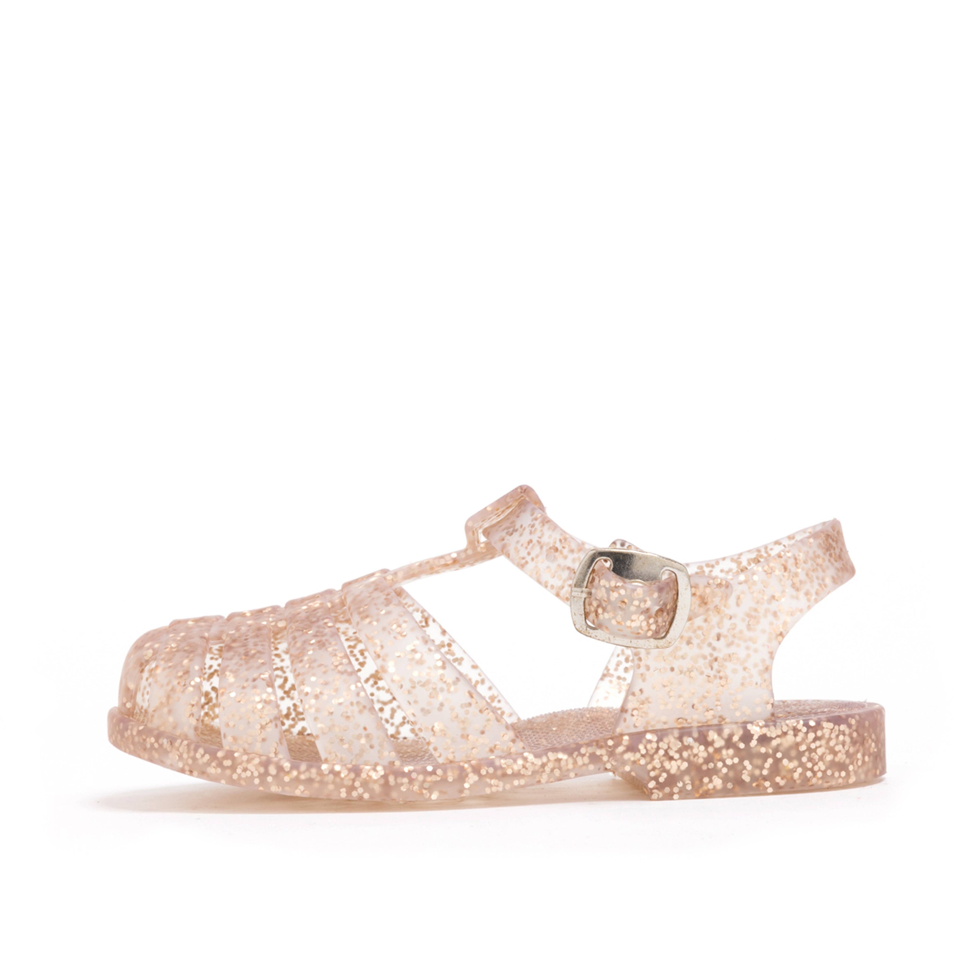 NEW ROSE - WATER SHOES TODDLER KIDS SHOES JELLY SANDAL: ROSE GOLD GLITTER