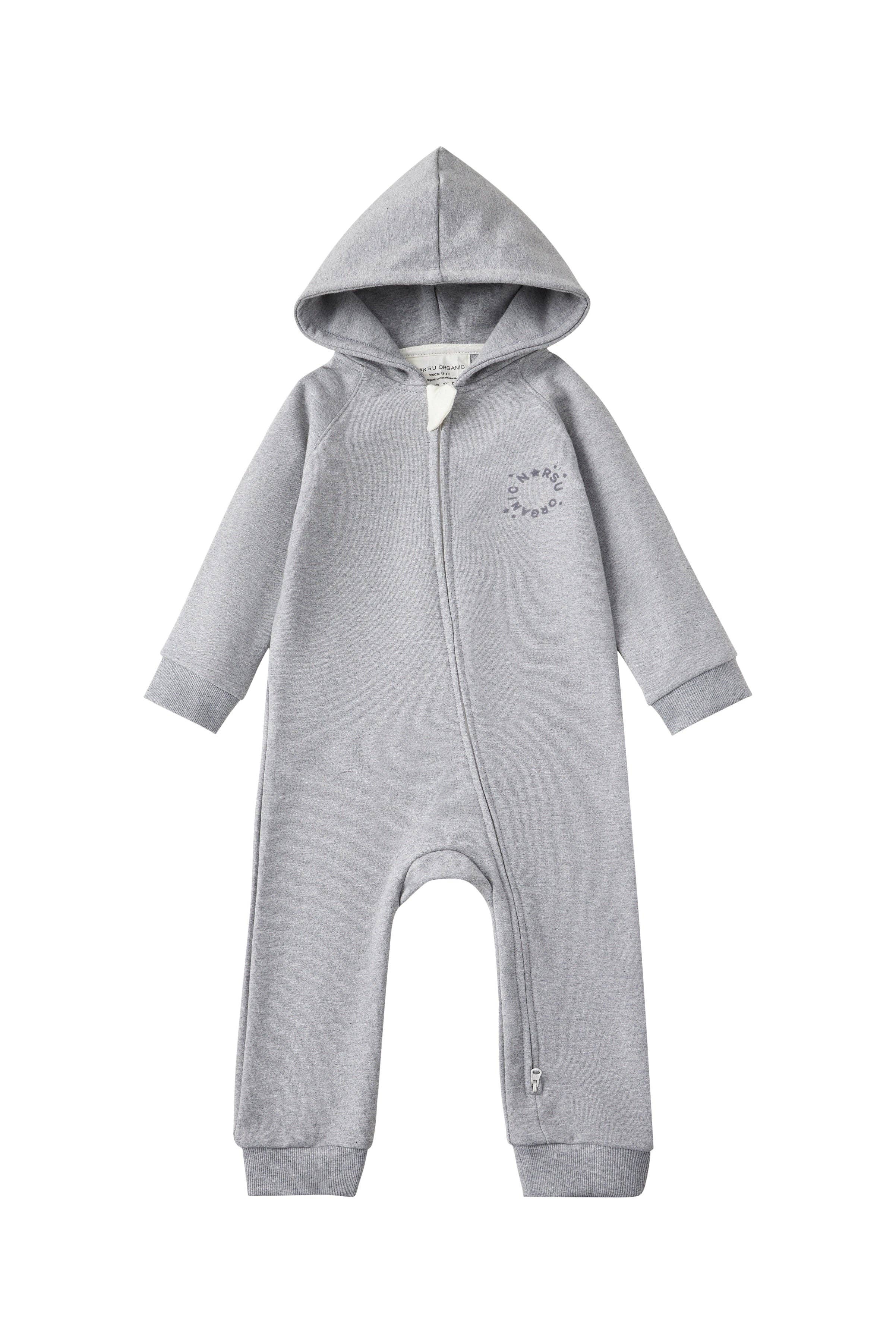 Baby Organic French Terry Bodysuit-Mix Grey