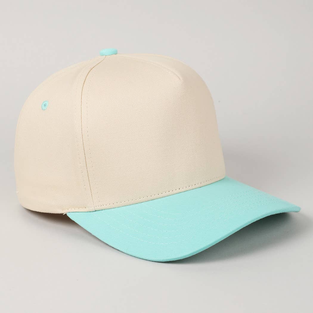 Kids Plain Two Tone Canvas Cotton Baseball Cap : HOT PINK / ONE SIZE