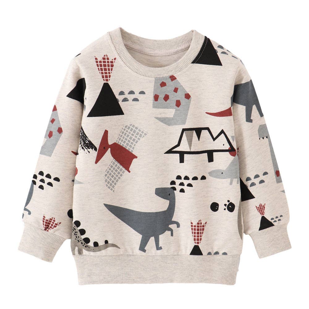 Dino Scene Cotton Pullover Sweatshirt