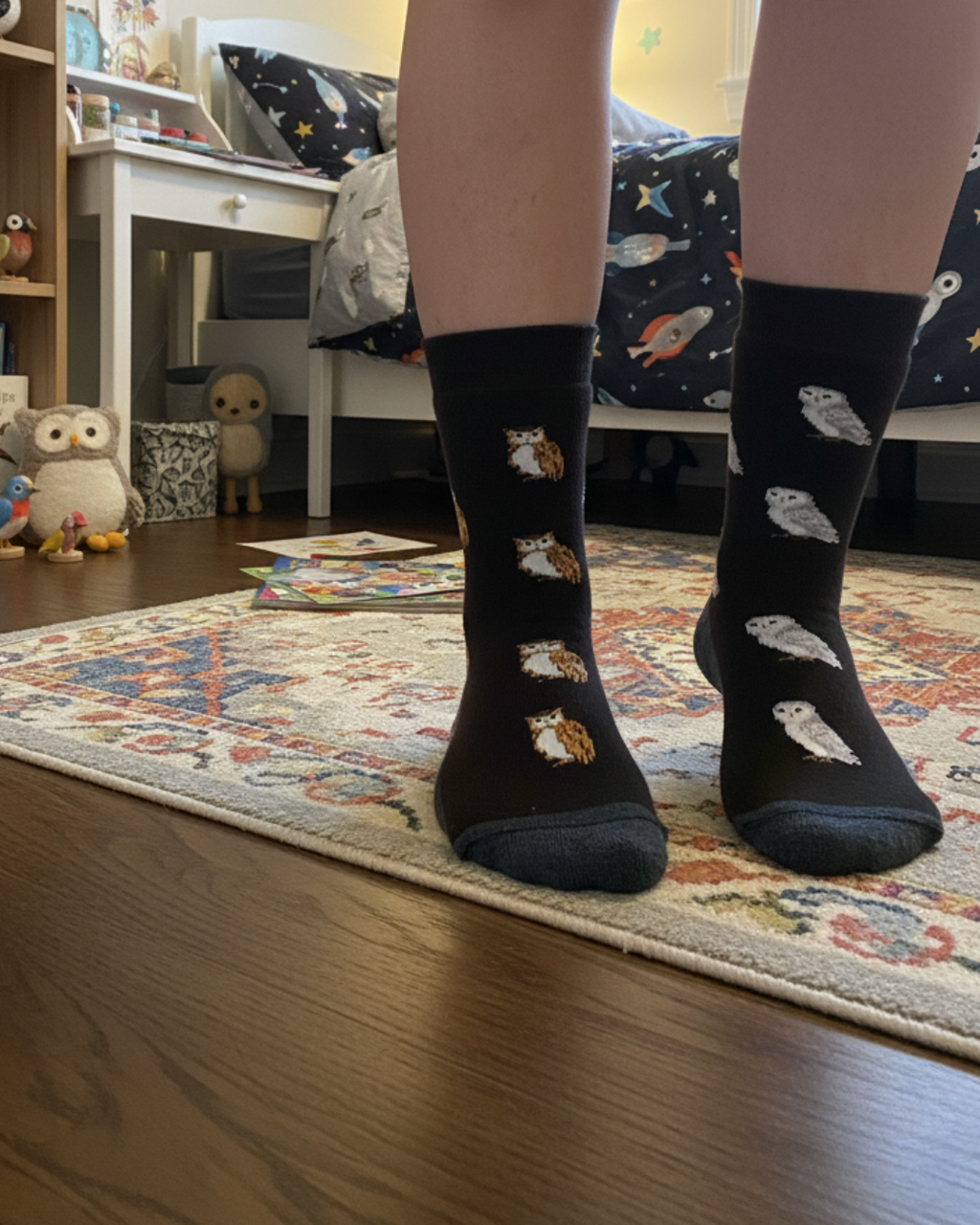 Kid's Owl Merino Wool Crew Socks - All-Season Wear