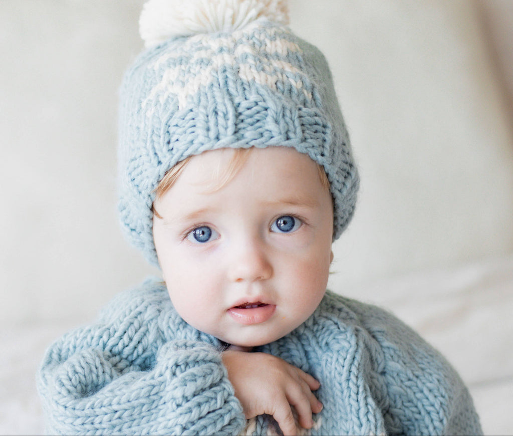 Snowflake Surf Blue Beanie Hat for Baby & Kids