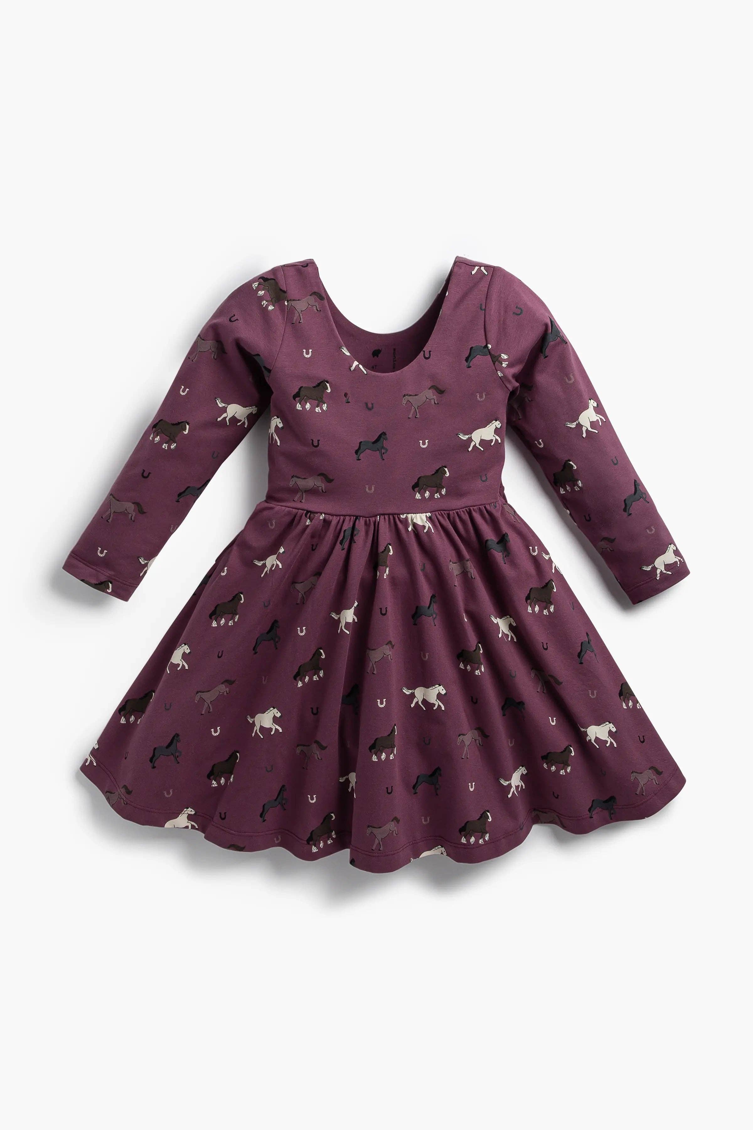 Back to School Long Sleeve Let's Dance Dress Fall Horses