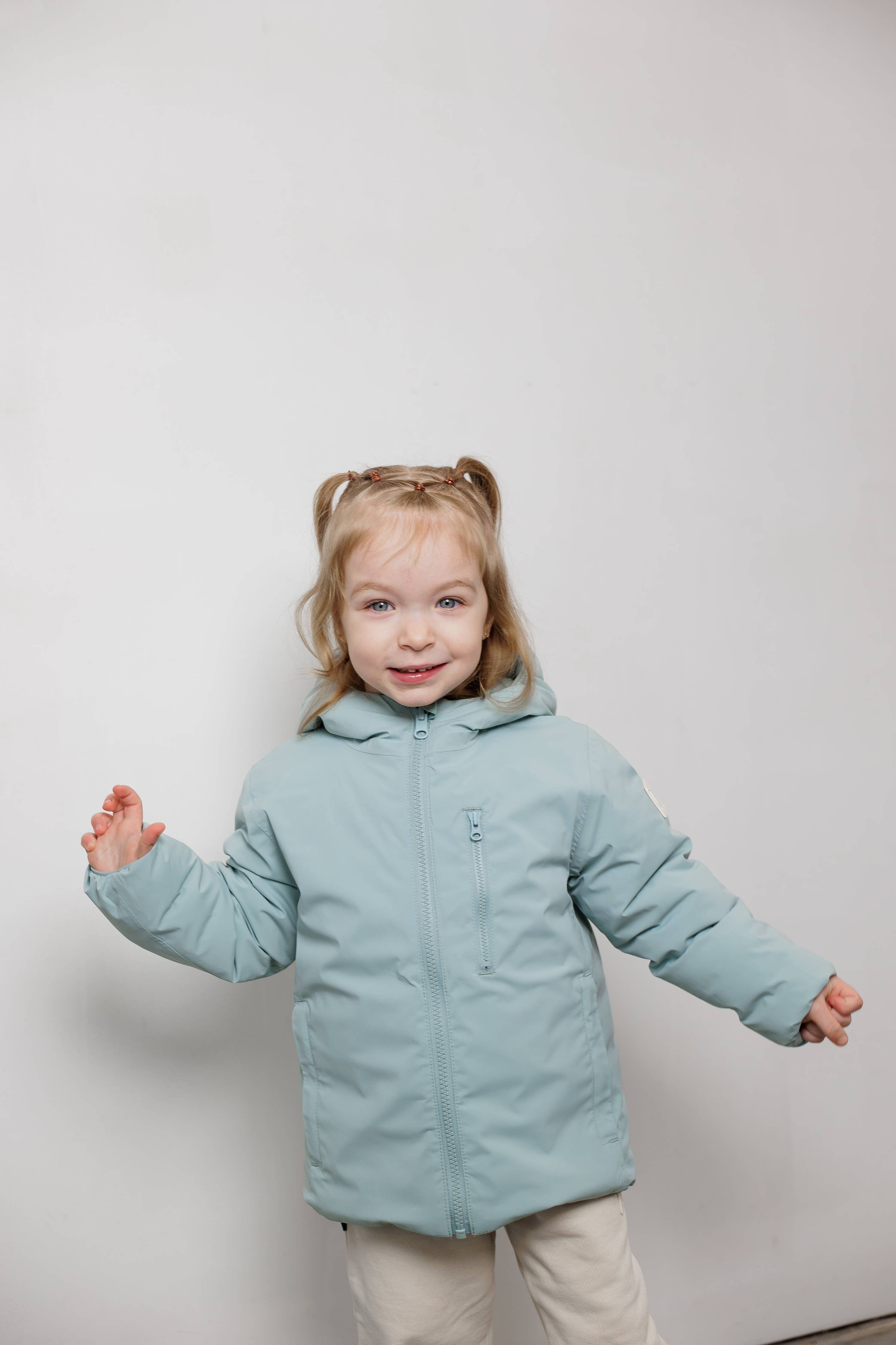 Kids Puffer Jacket - Porteau Reversible Waterproof - Fall/Winter - Blue Haze: