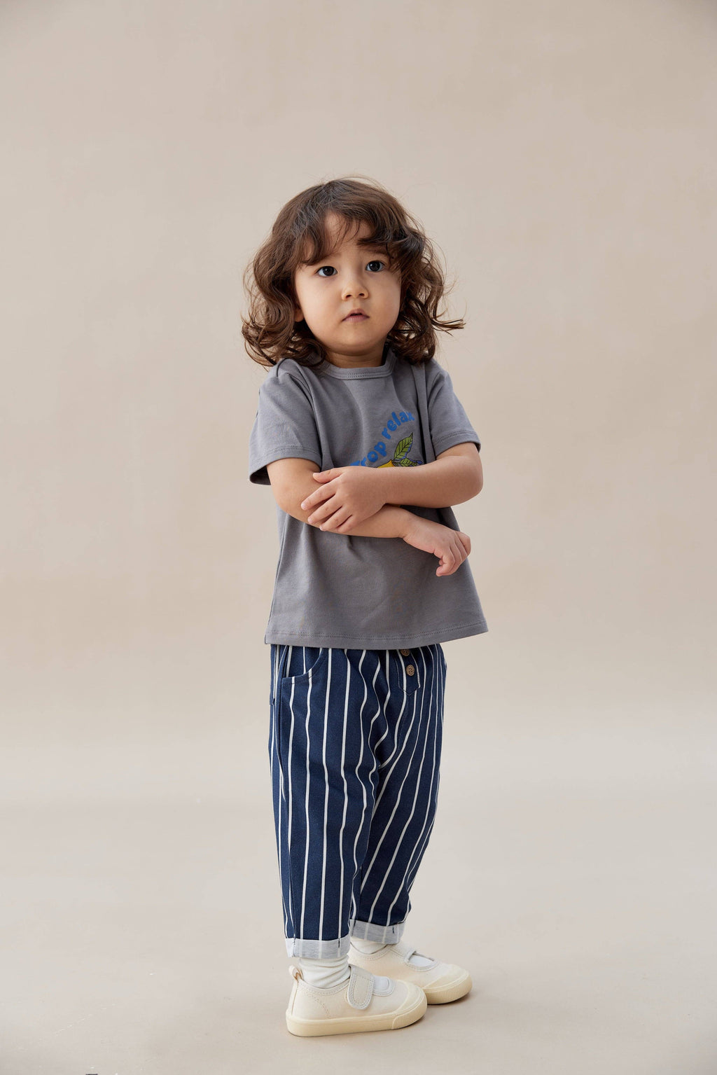 Baby Relaxed Tapered Pant-Navy stripe