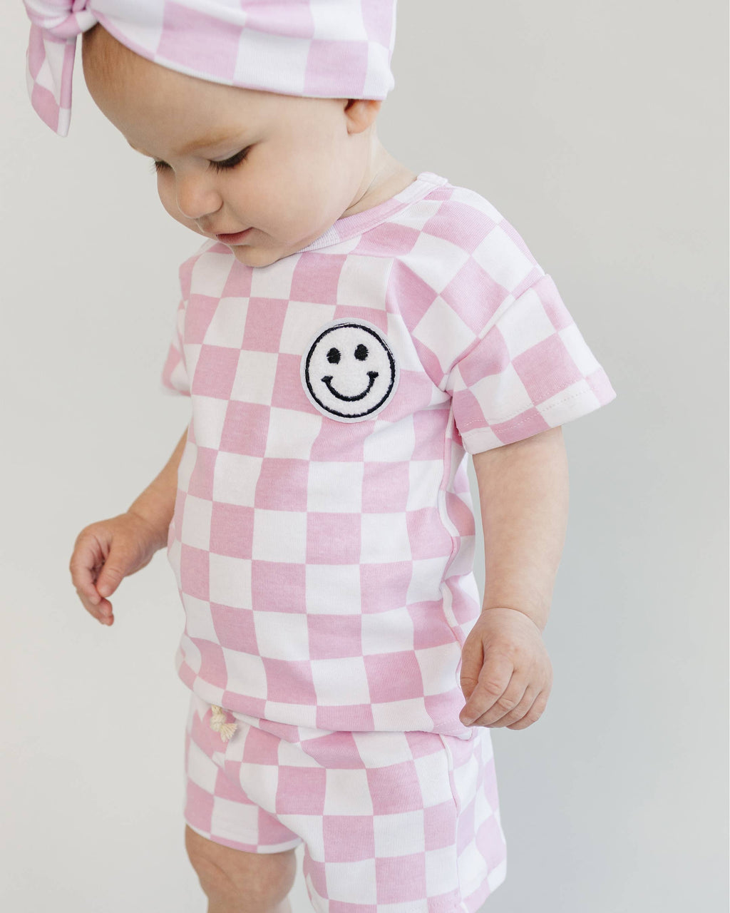 Ensemble short à carreaux rose