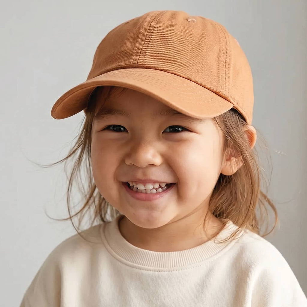 Kids Washed Low Profile Cotton Baseball Cap: CINNAMON / 2 to 4yrs