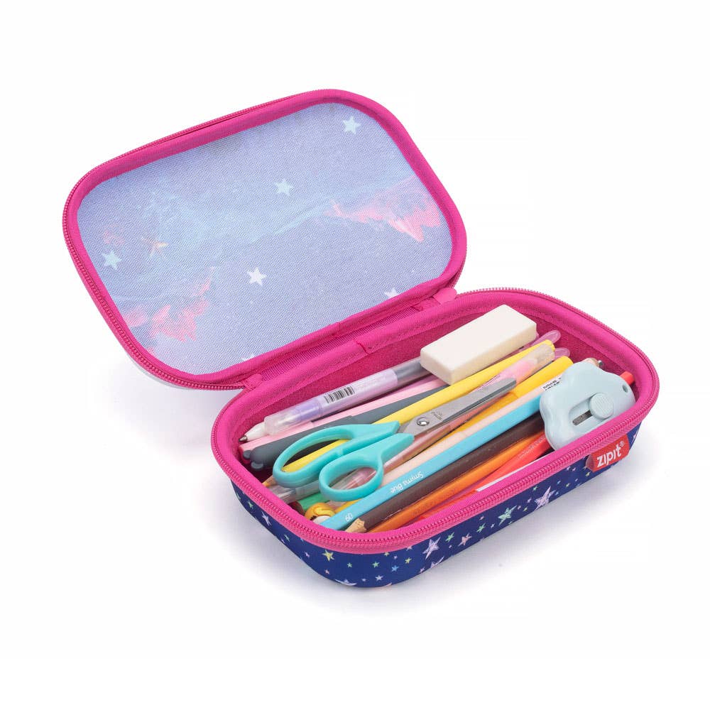 ZIPIT Stars Clear Top Box, Pencil Case, Gift for Girls