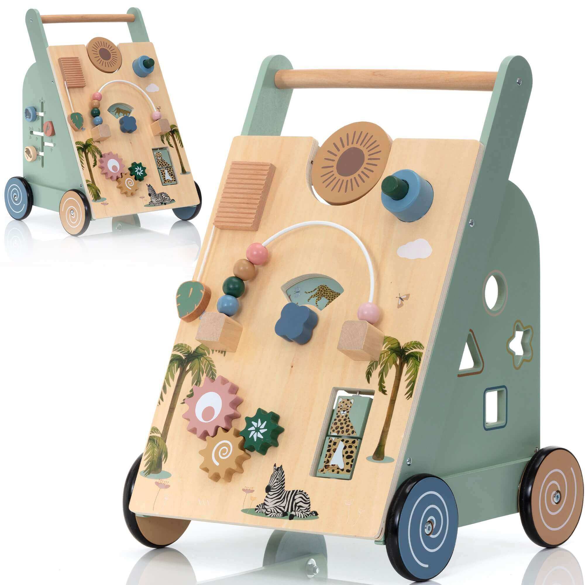 Wooden Baby Walker - Multi-Activity Push Walker Ages 18m+