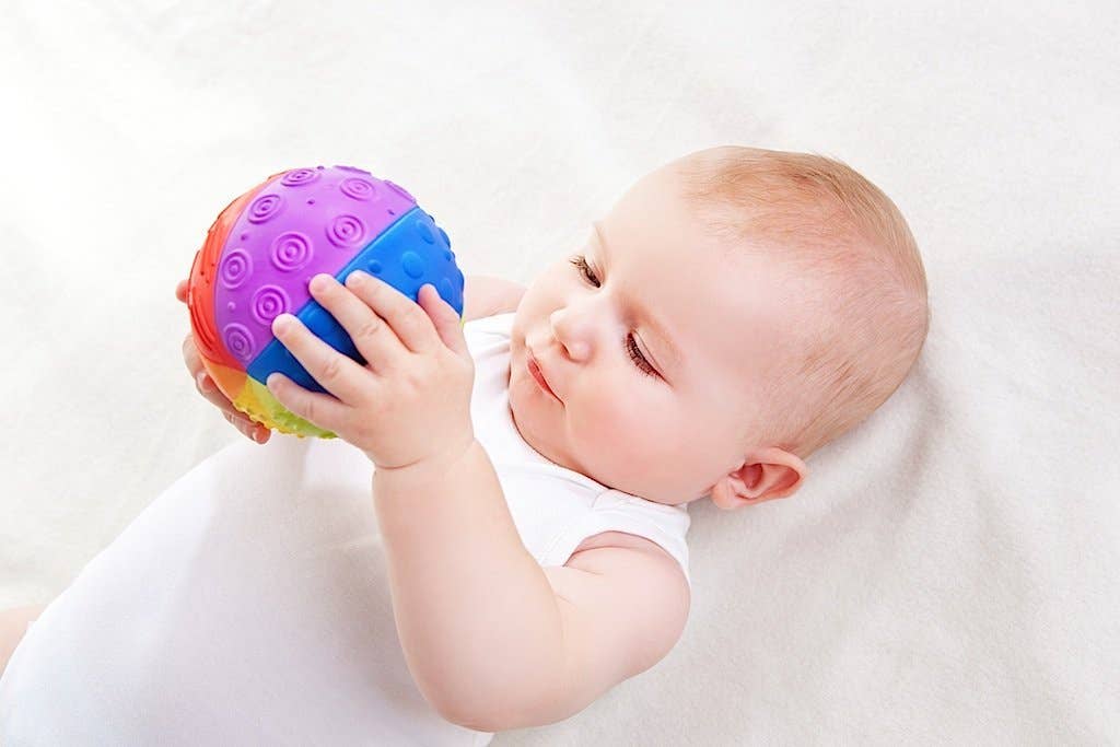 Natural Rubber 4" Sensory Ball Rainbow, Eco-Friendly