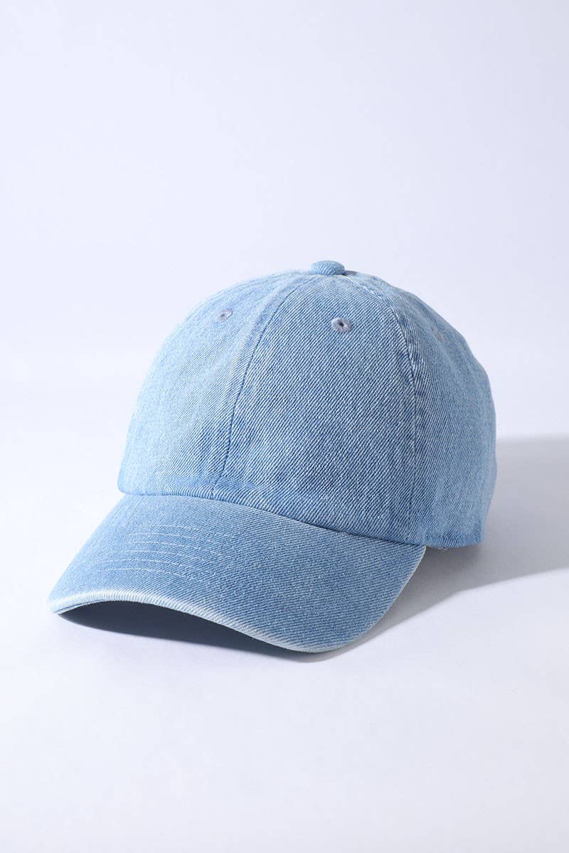 Kids Washed Low Profile Cotton Baseball Cap: LIGHT DENIM / 2 to 4yrs