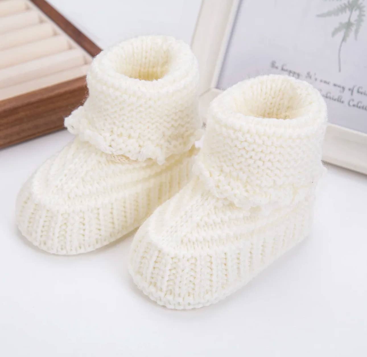 Marjan Knit Booties: White