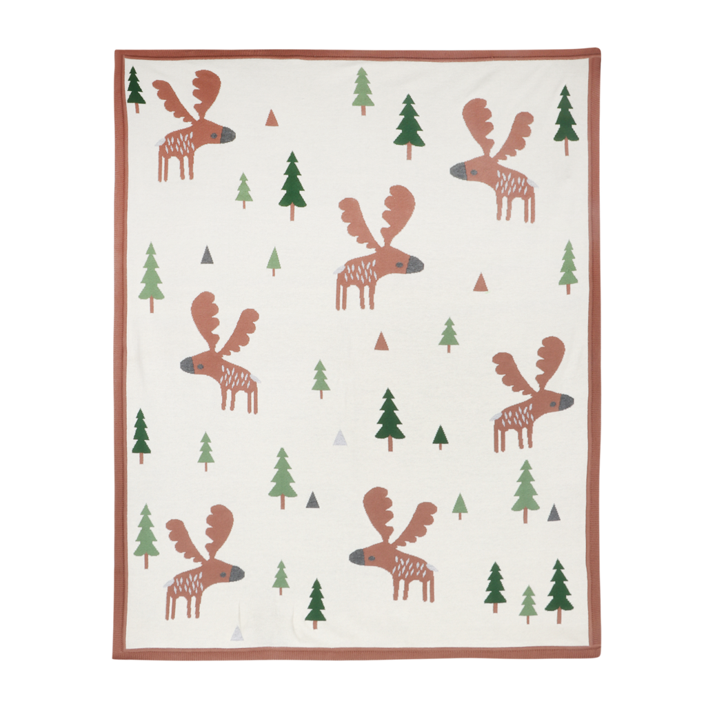 Wild Moose - Organic Cotton Jacquard Knit Baby Blanket: Natural / One Size