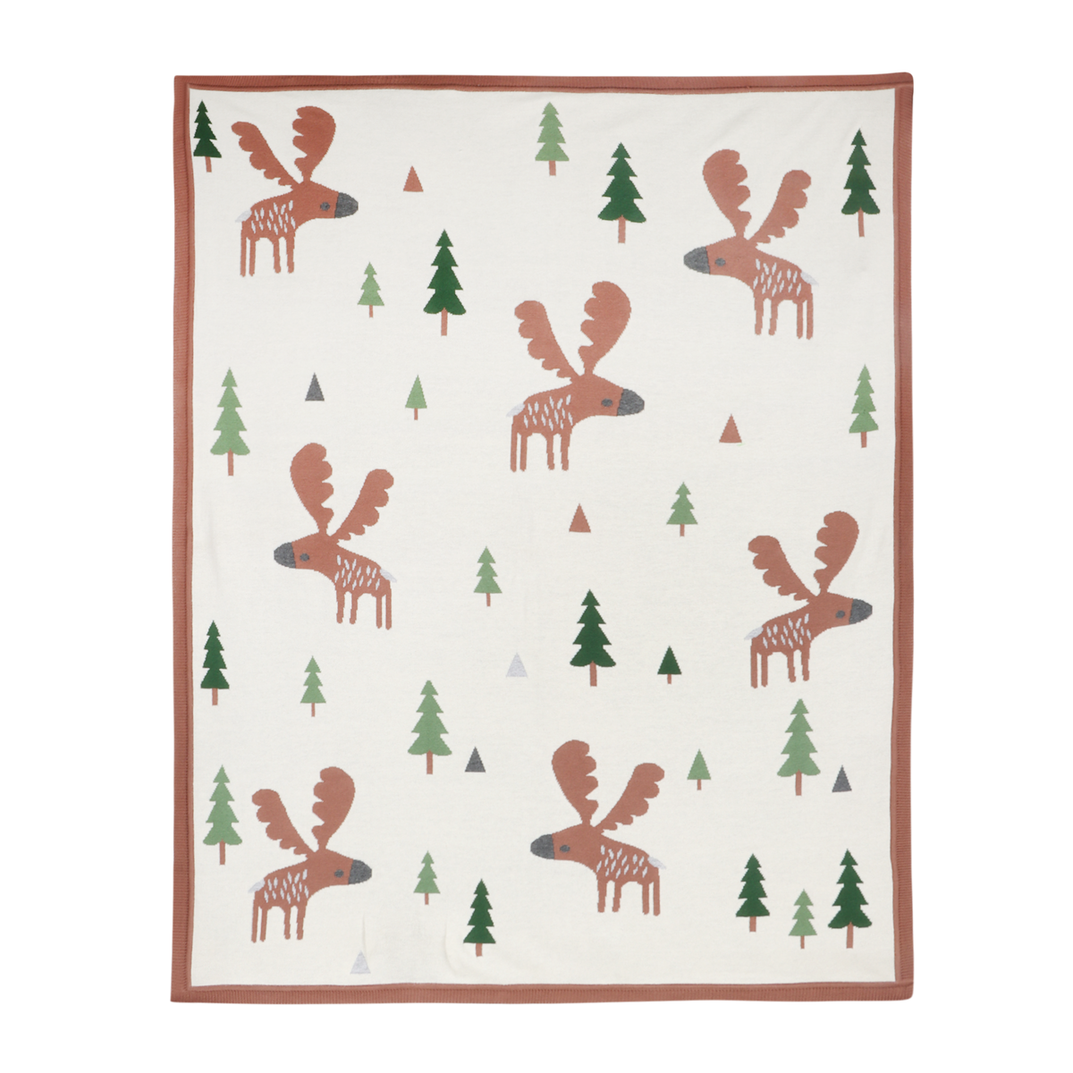 Wild Moose - Organic Cotton Jacquard Knit Baby Blanket: Natural / One Size