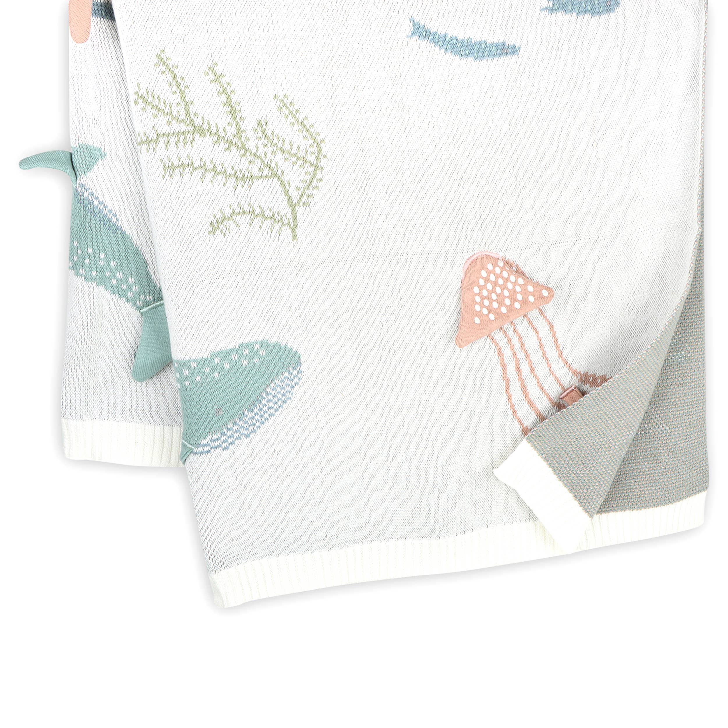 Ocean Jellyfish 3D - Organic Jacquard Knit Baby Blankets: Natural / One Size