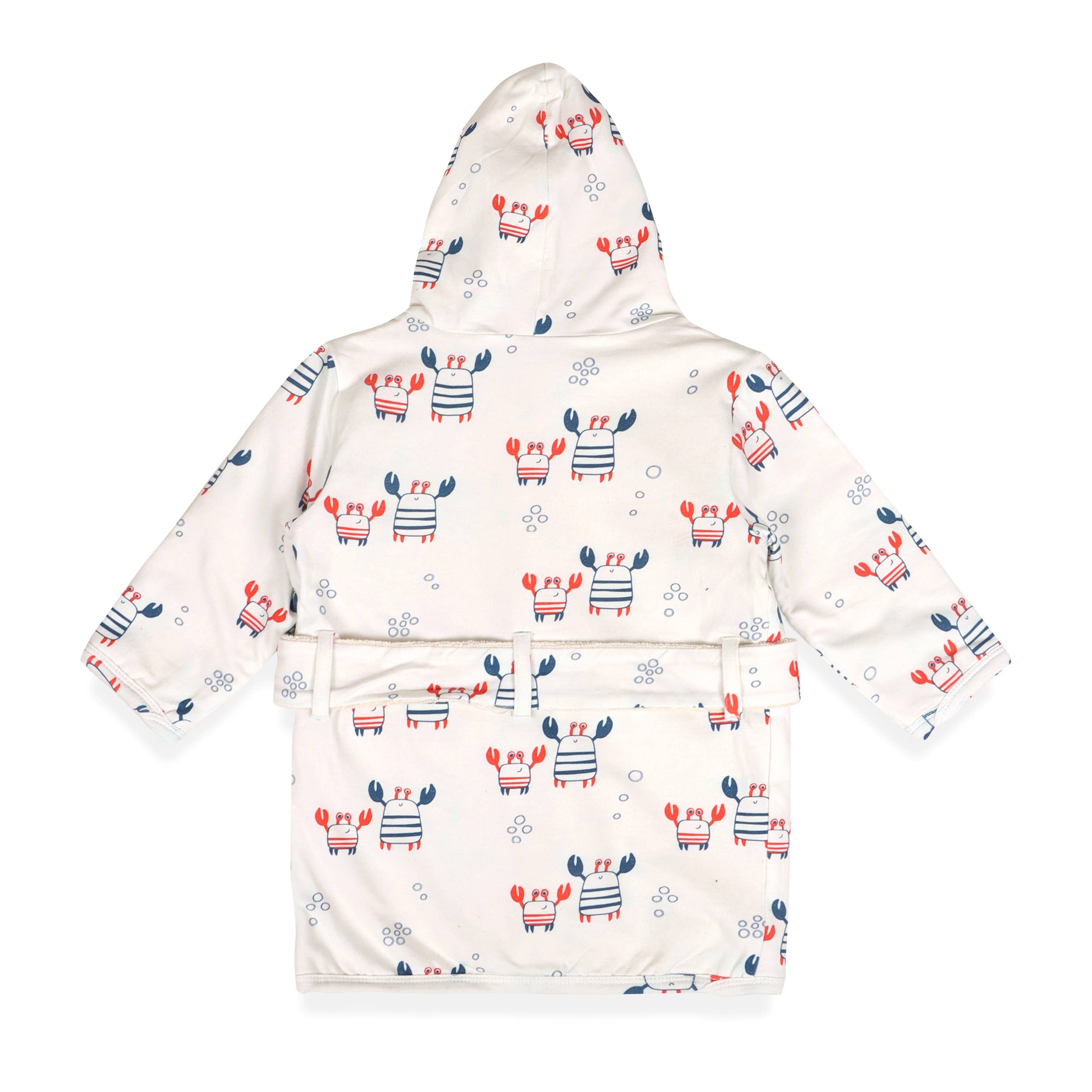 Nautical Crab Baby Hooded Baby Bathrobe Organic Jersey: One Size 0-12M