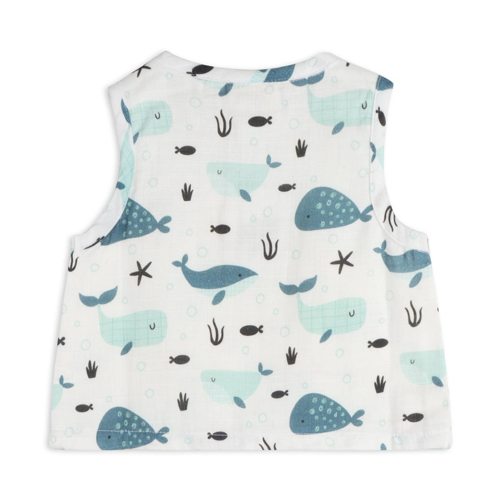 Whales Baby Top + Shorts Organic Muslin)