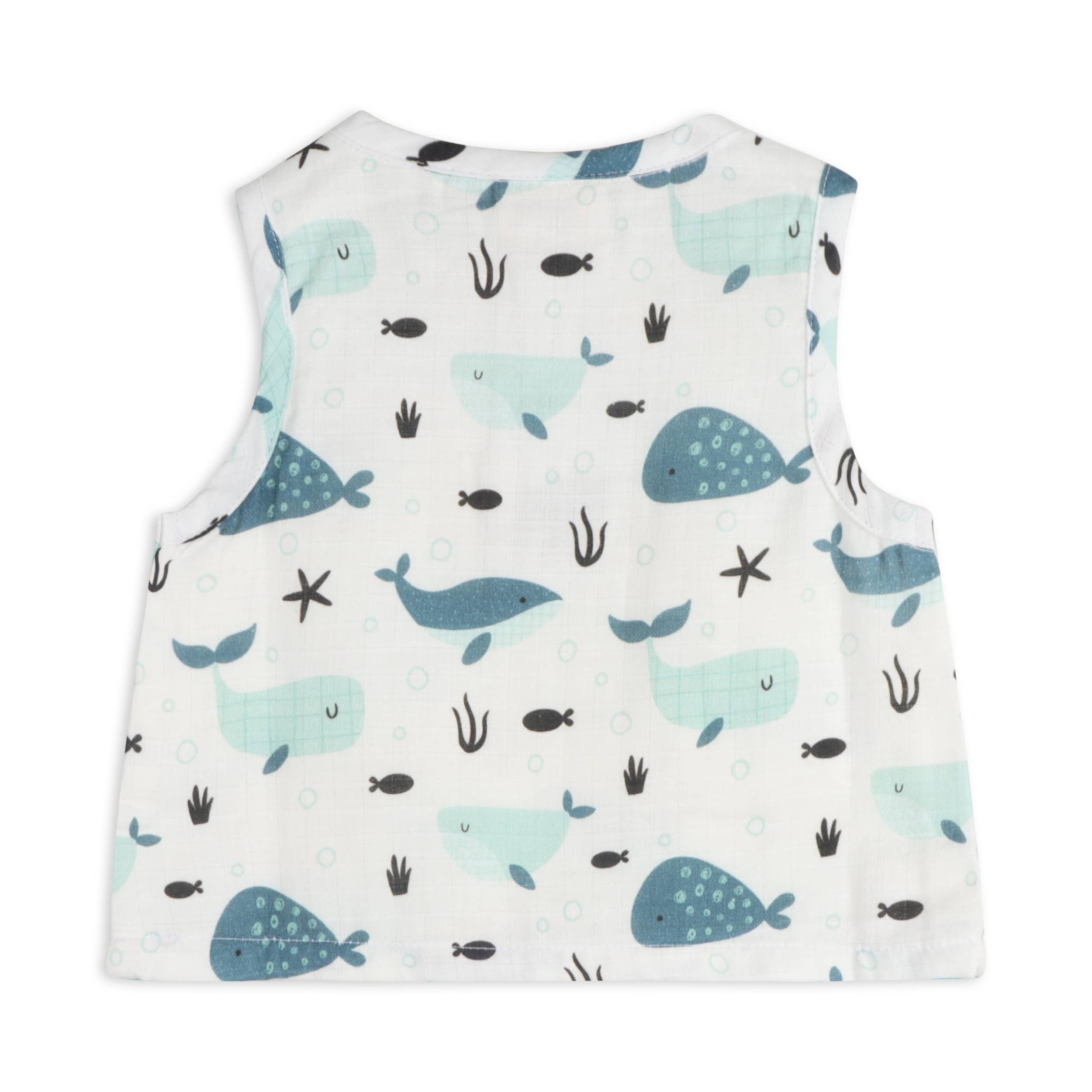 Whales Baby Top + Shorts Organic Muslin)