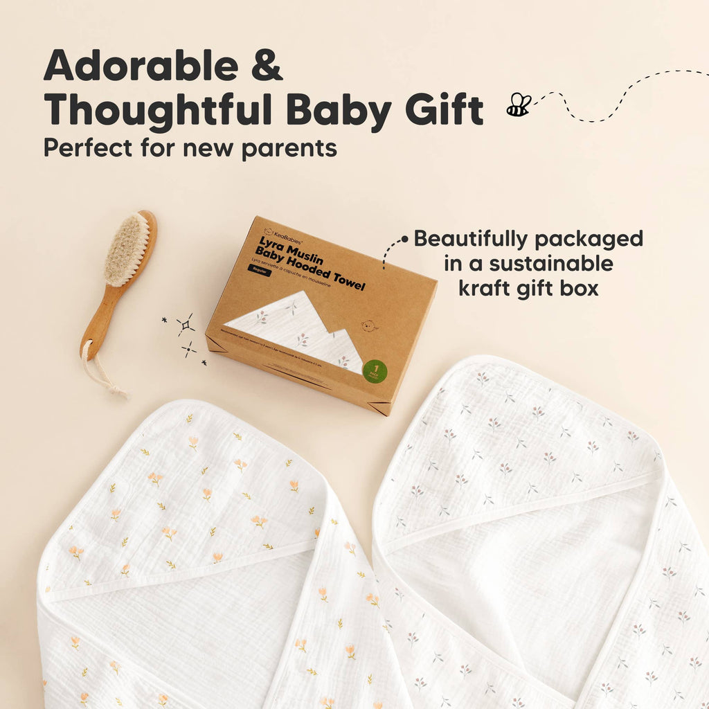 KeaBabies Lyra Muslin Hooded Towel: Petunia