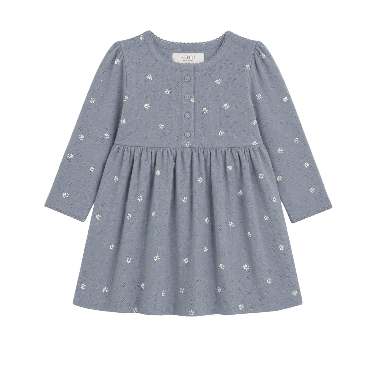Rita Pointelle Long Sleeve Dress - Macy Bluen
