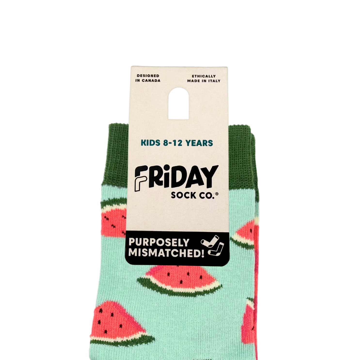 Kid's Watermelon Crew Socks - Playful Mismatch