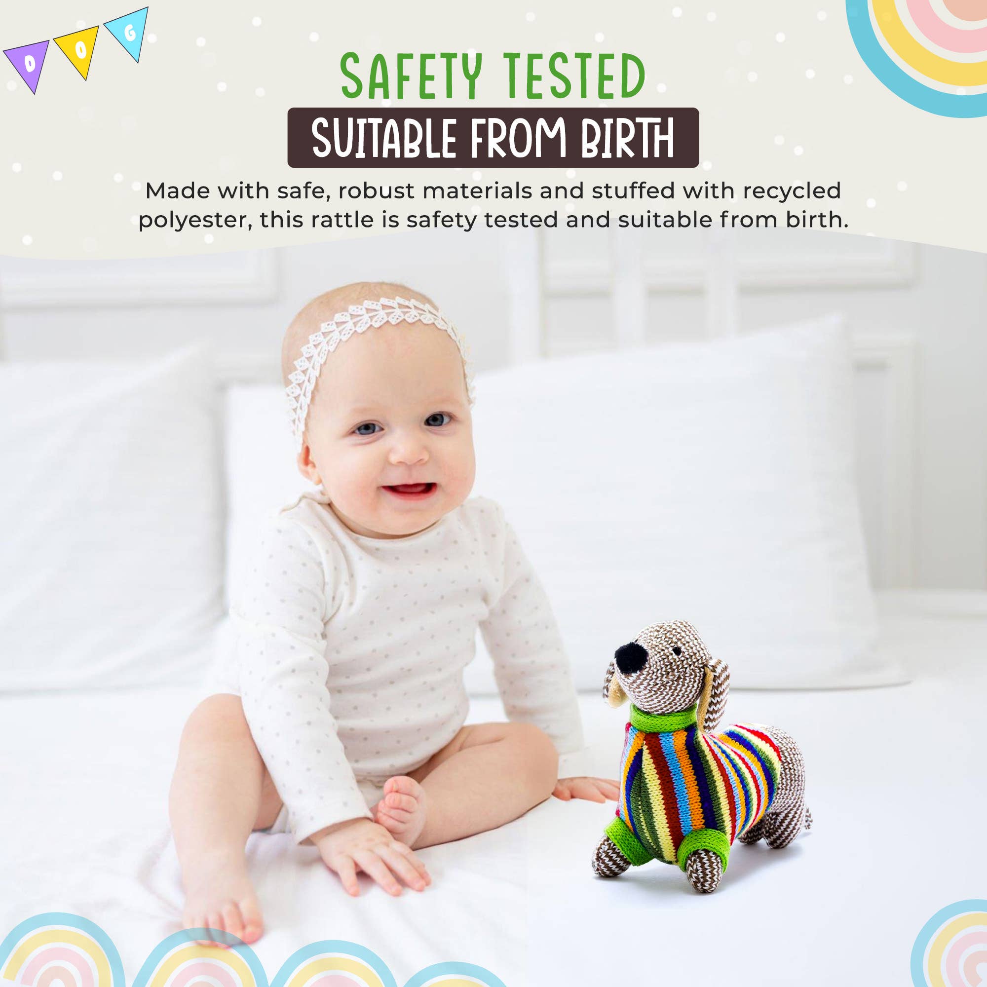 Knitted Sausage Dog Baby Rattle