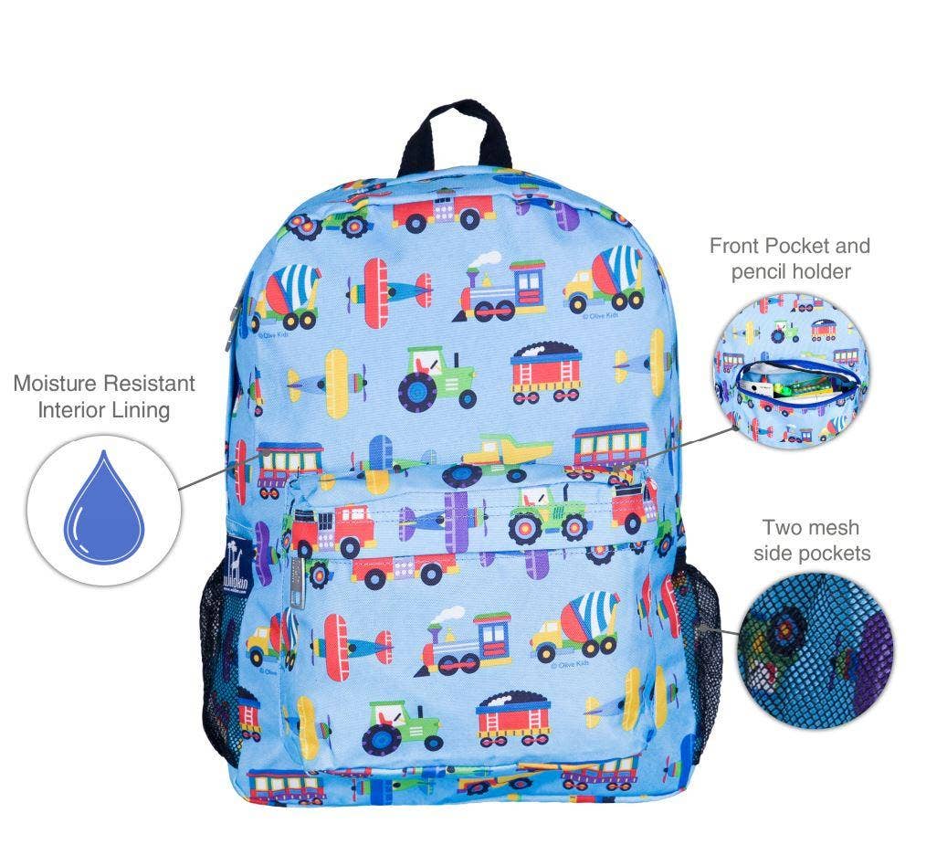 Trains Planes and Trucks Backpack - 16 Inch