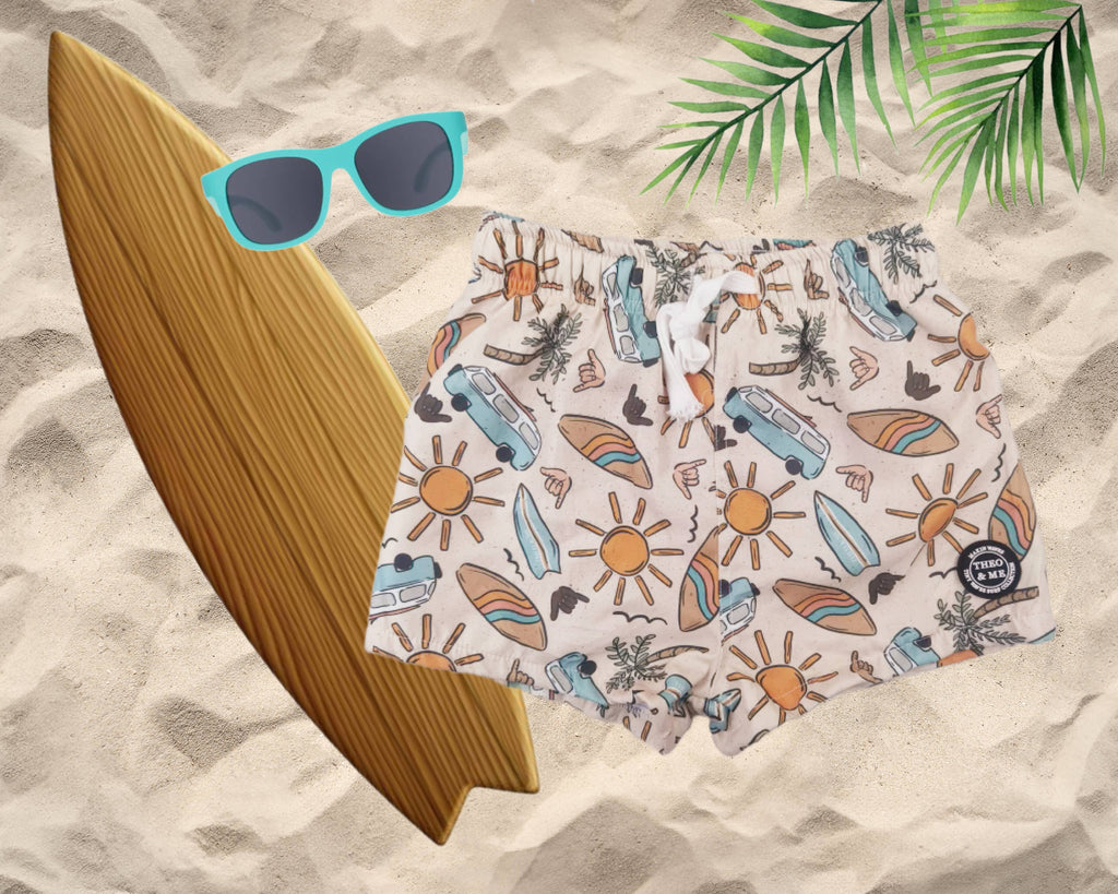 Boys Toddler Swim Trunks Swimsuit - Colorful Surf Board