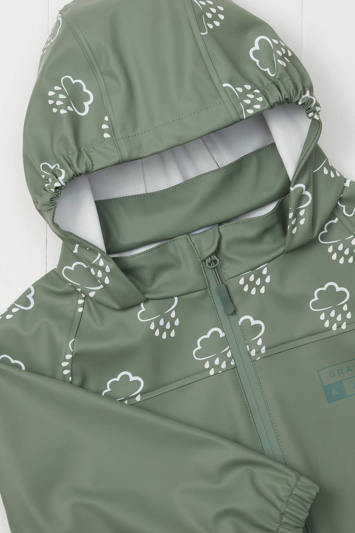 Colour Changing Kids Rain Jacket Army Green