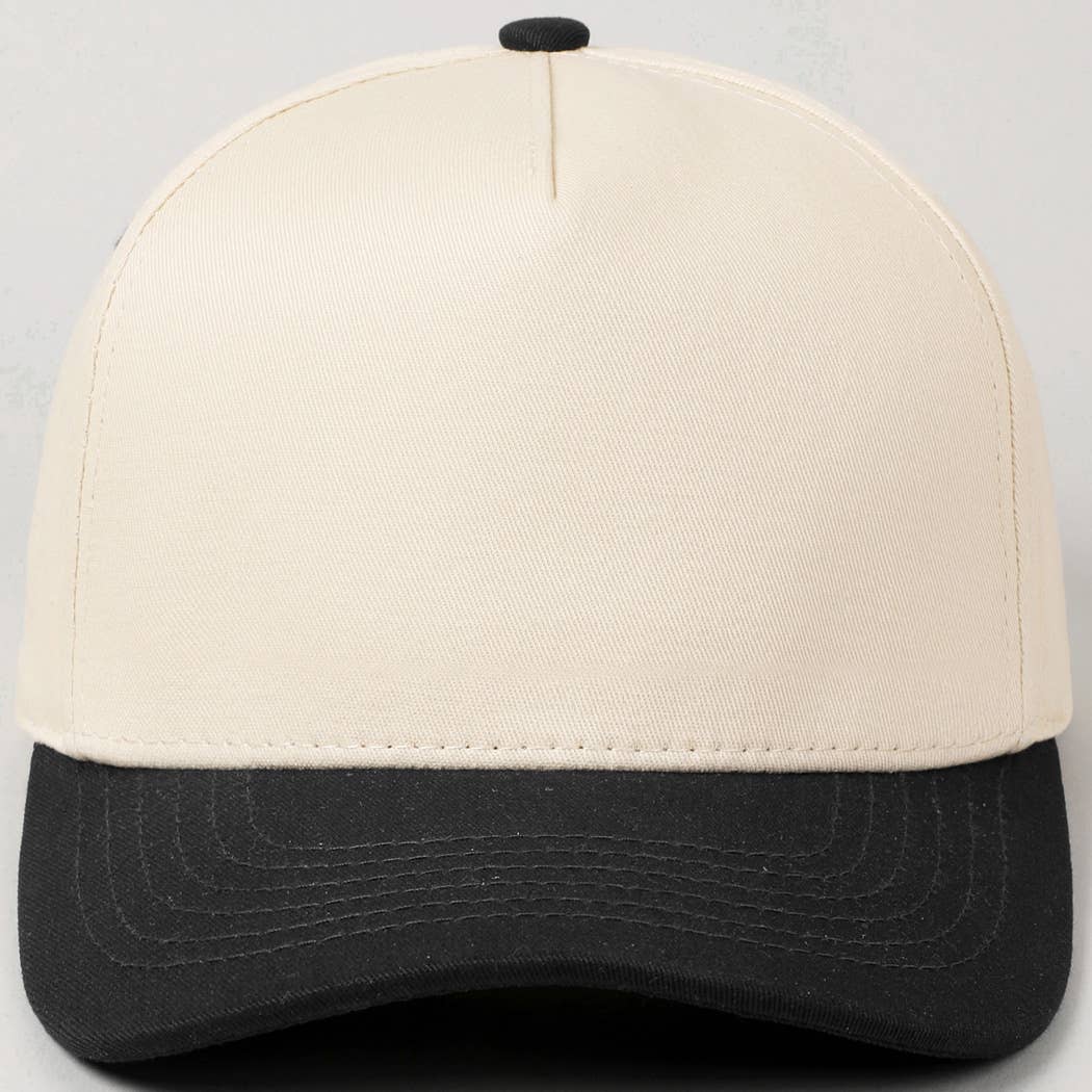 Kids Plain Two Tone Canvas Cotton Baseball Cap : HOT PINK / ONE SIZE