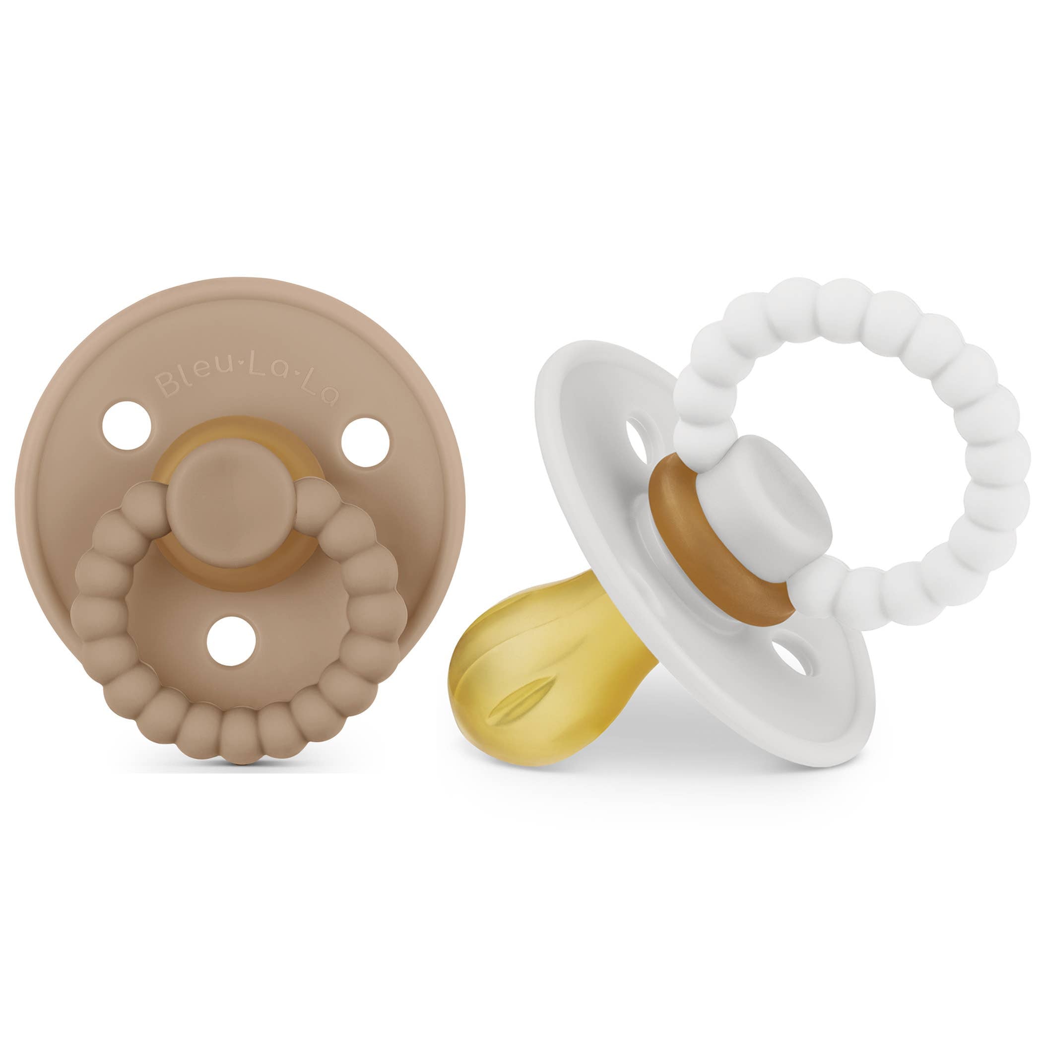 Luladream Pacifiers - Natural Rubber Nipple: Camel + Cream + Clips