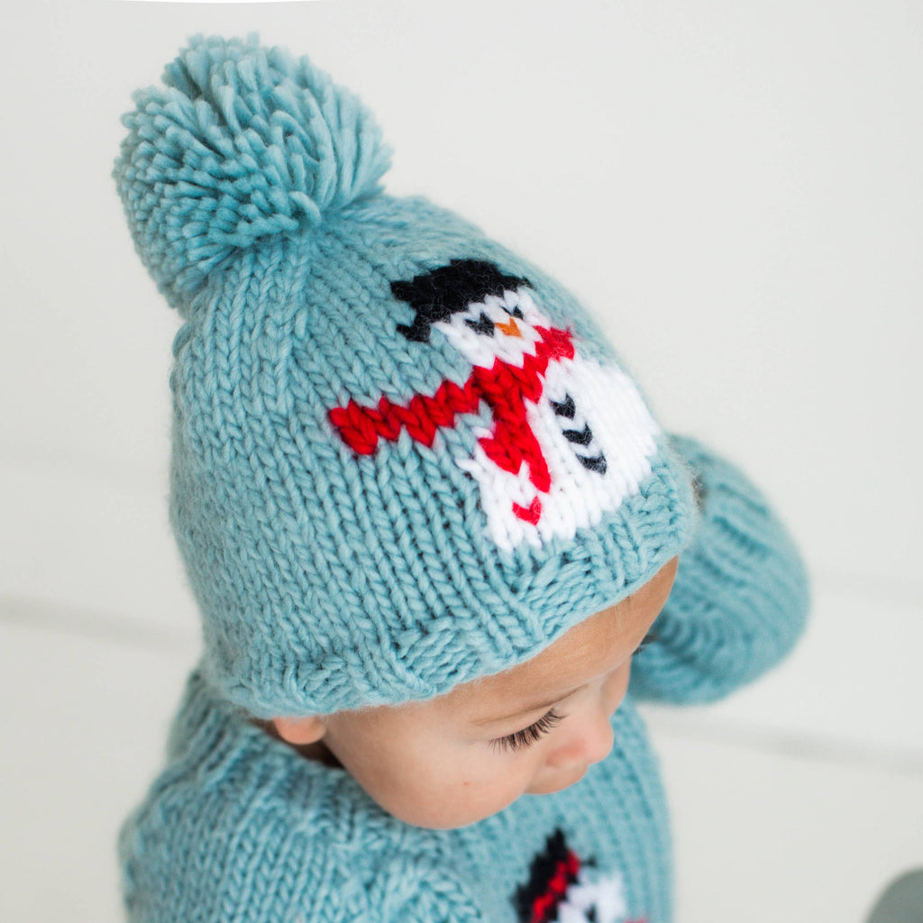 Frosty Snowman Surf Blue Beanie Hat