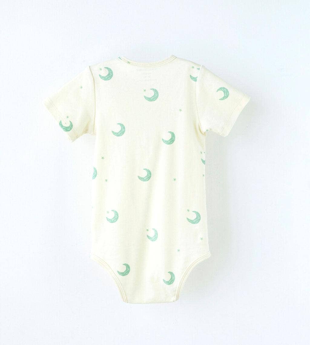 Organic Cotton Short Sleeve Onesie-Midnight: Off-white midnight
