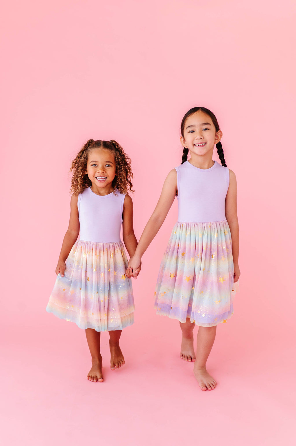 Kids Bamboo + Tulle Dress - Spring Rainbow Twinkle