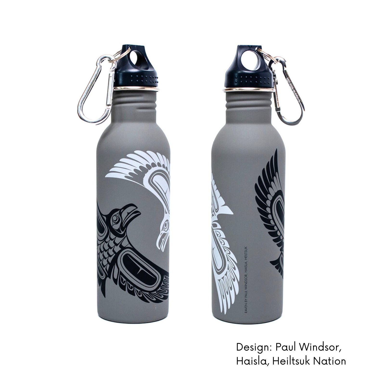 Bouteille d'eau au design autochtone contemporain (25 oz) : Raven