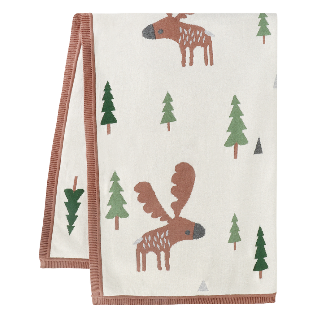 Wild Moose - Organic Cotton Jacquard Knit Baby Blanket: Natural / One Size