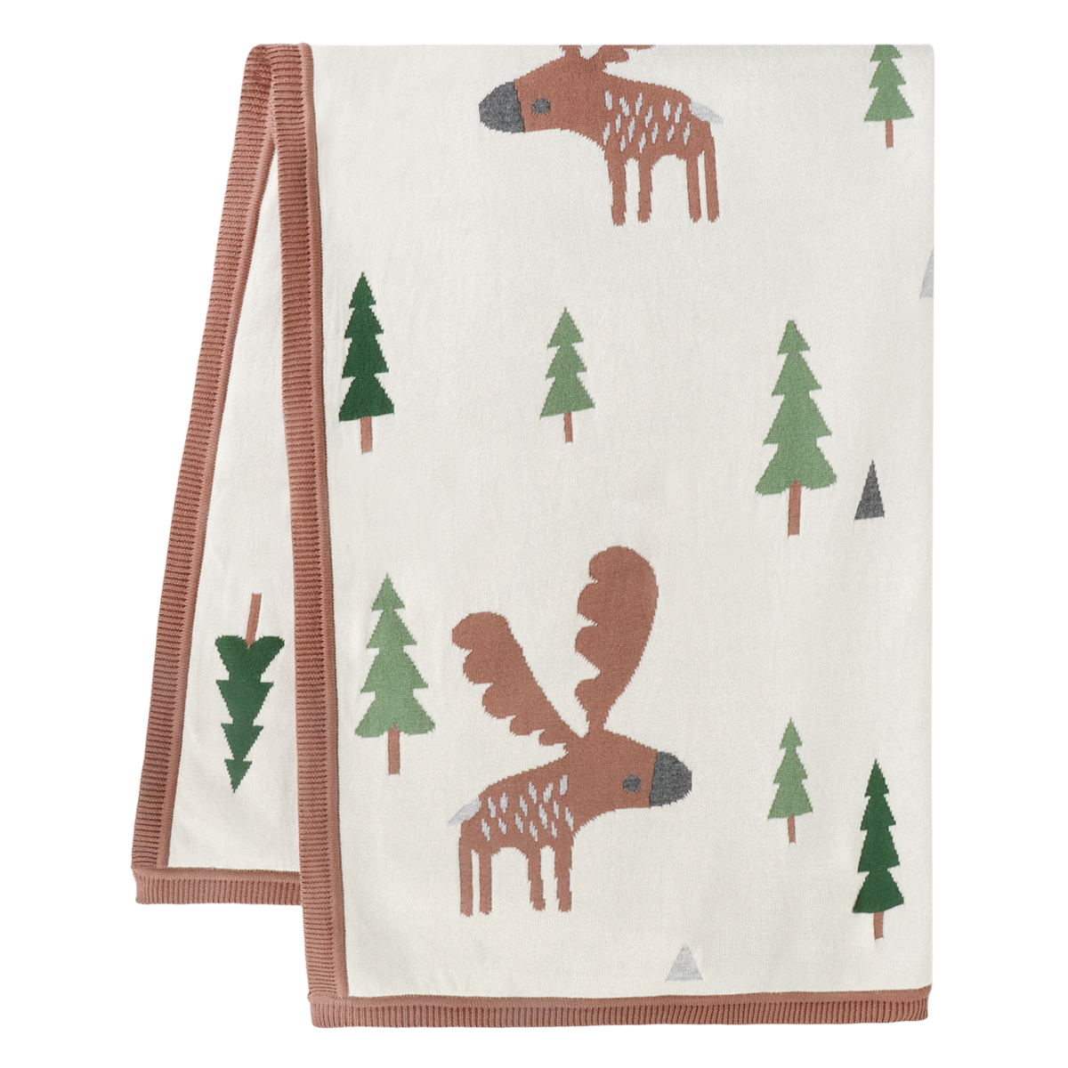 Wild Moose - Organic Cotton Jacquard Knit Baby Blanket: Natural / One Size
