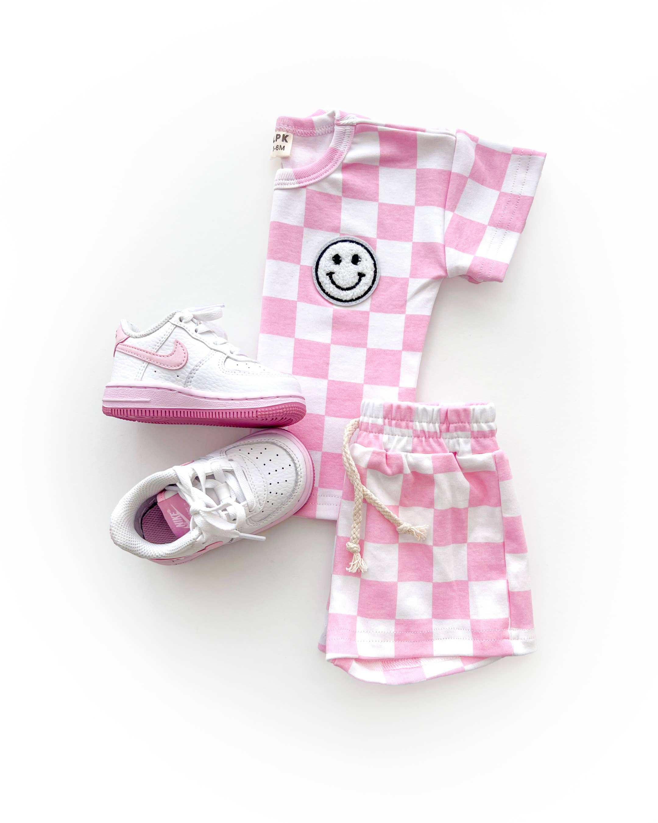 Checkered Shorts Set Pink