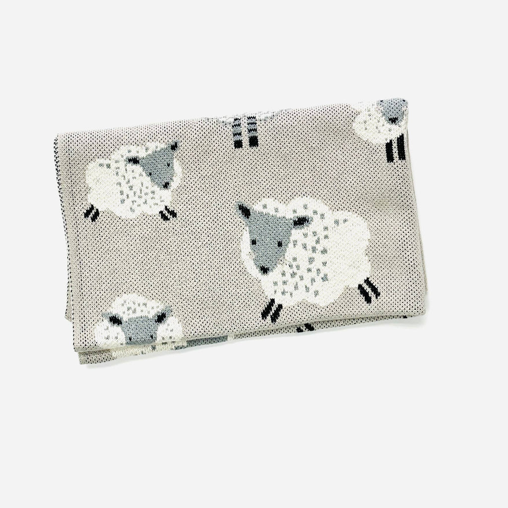 Happy Sheep - Organic Cotton Jacquard Knit Baby Blanket