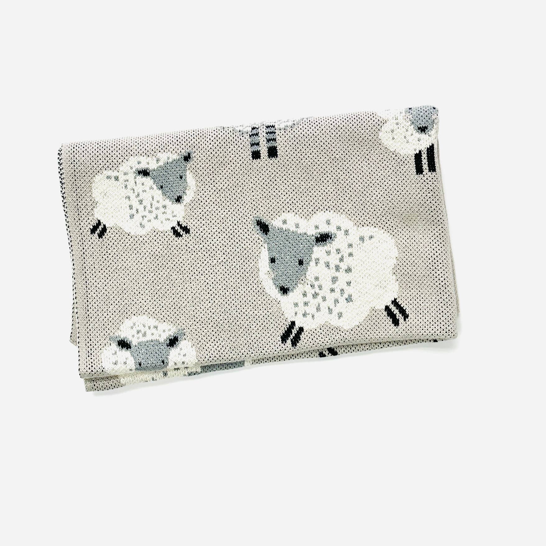 Happy Sheep - Organic Cotton Jacquard Knit Baby Blanket