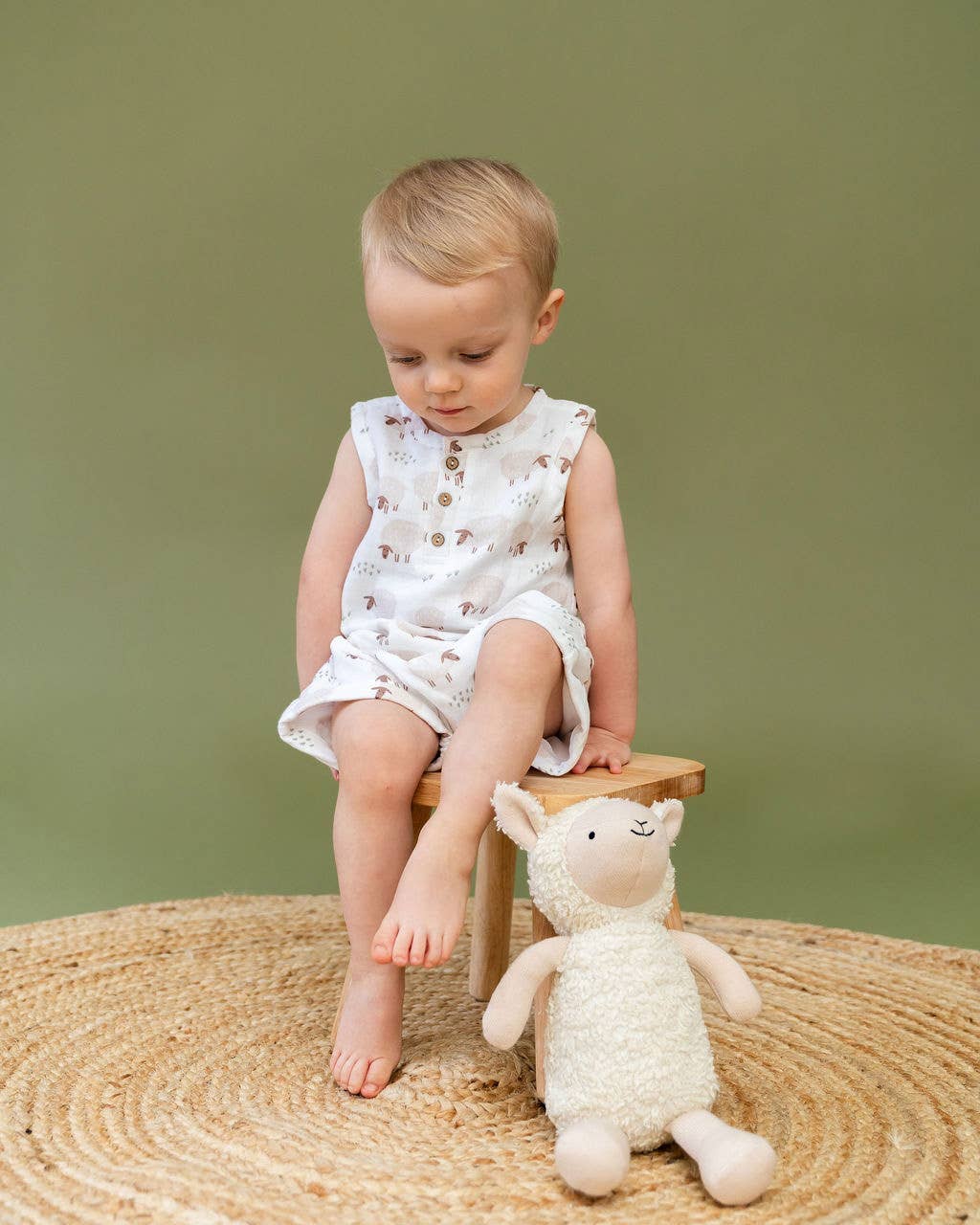 Sheep Baby Top & Bottom Organic Muslin