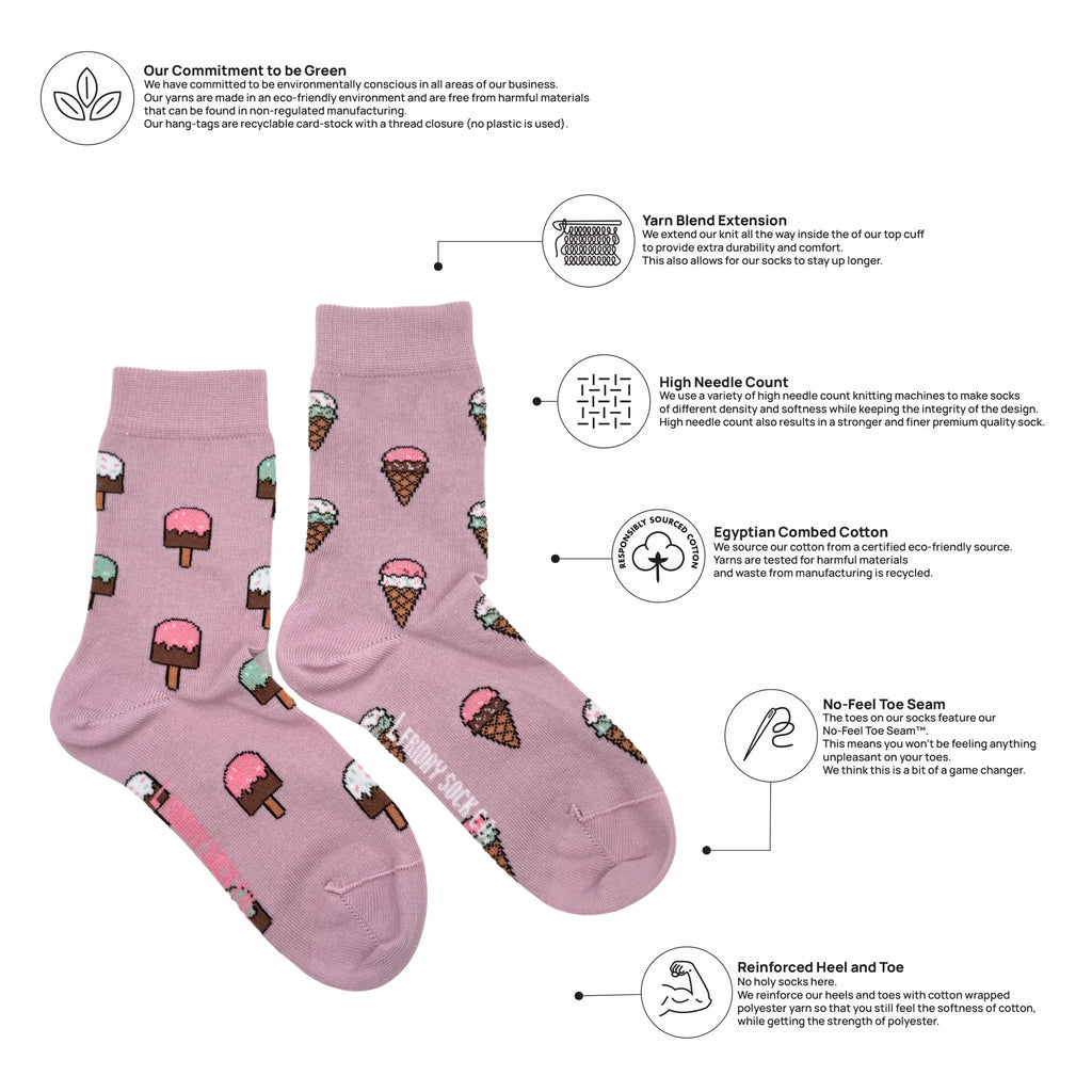 Kid's Ice Cream Crew Socks - Whimsical Italian Cotton
