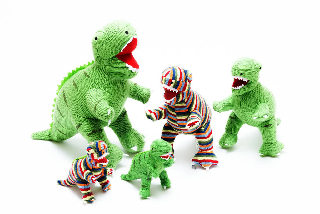 Knitted Green T Rex Dinosaur Soft Toy Teddy