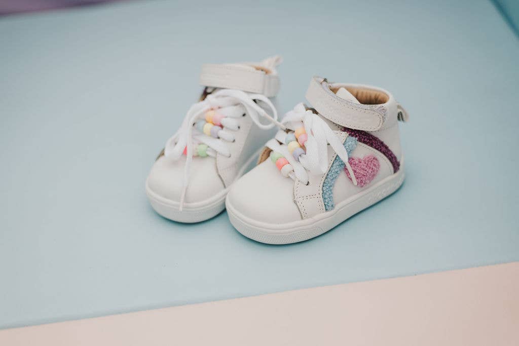WONDERWALL - SHOOSHOOS TODDLER KIDS LEATHER SNEAKER: WHITE