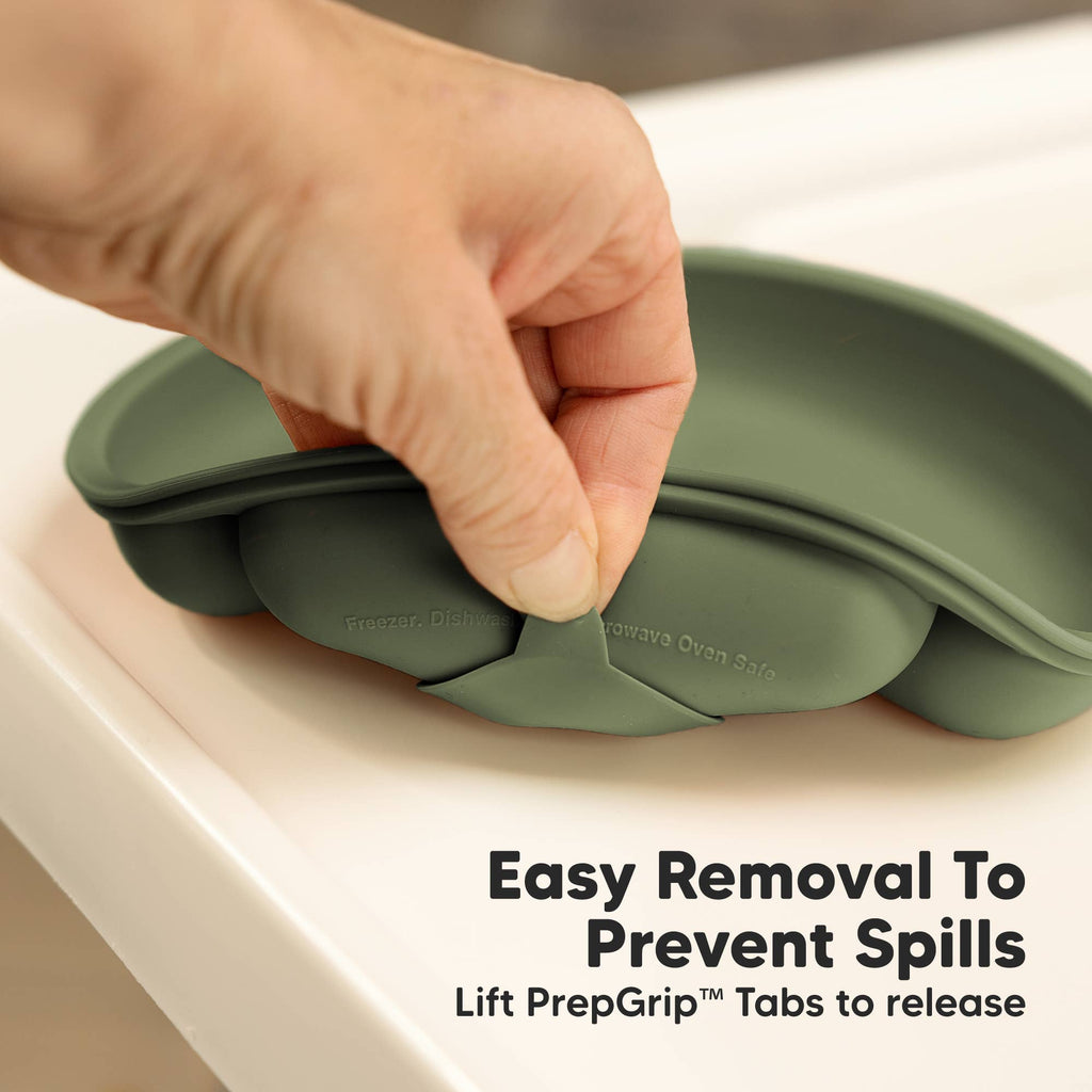 3-Pack Prep Suction Plates for Baby, BPA-Free Silicone Plate: Slate