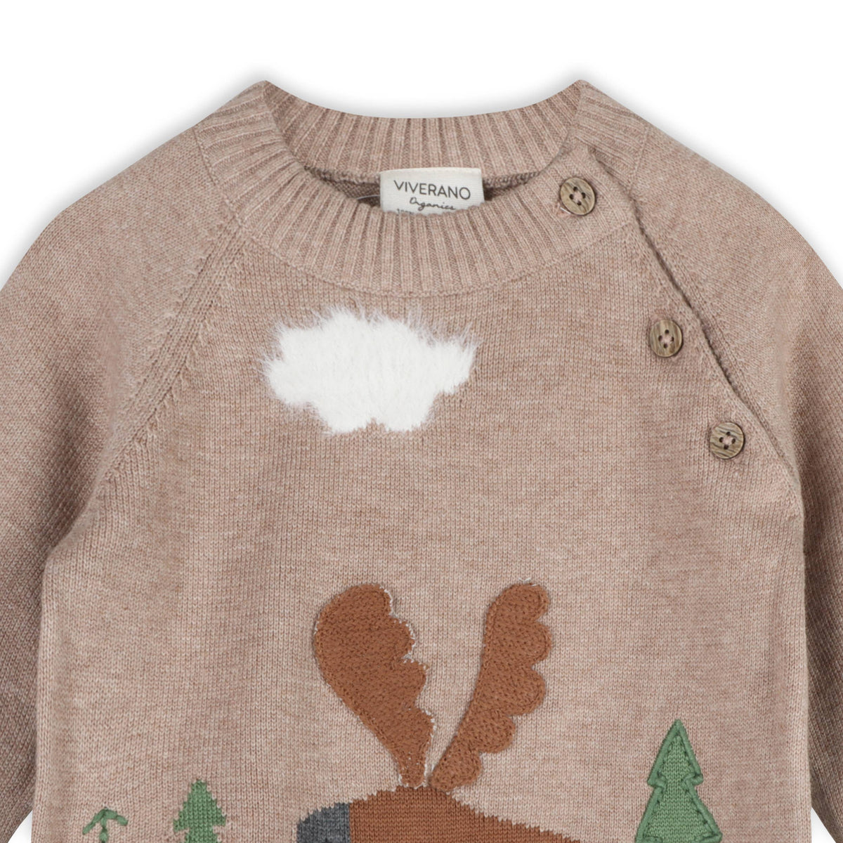 Moose Woods Organic Cotton Knit Baby Pullover: Marl Brown